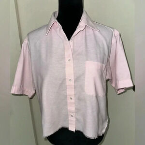 Cabin Creek Pink Short Sleeve Button Down Wrinkle Free Top - Size 14